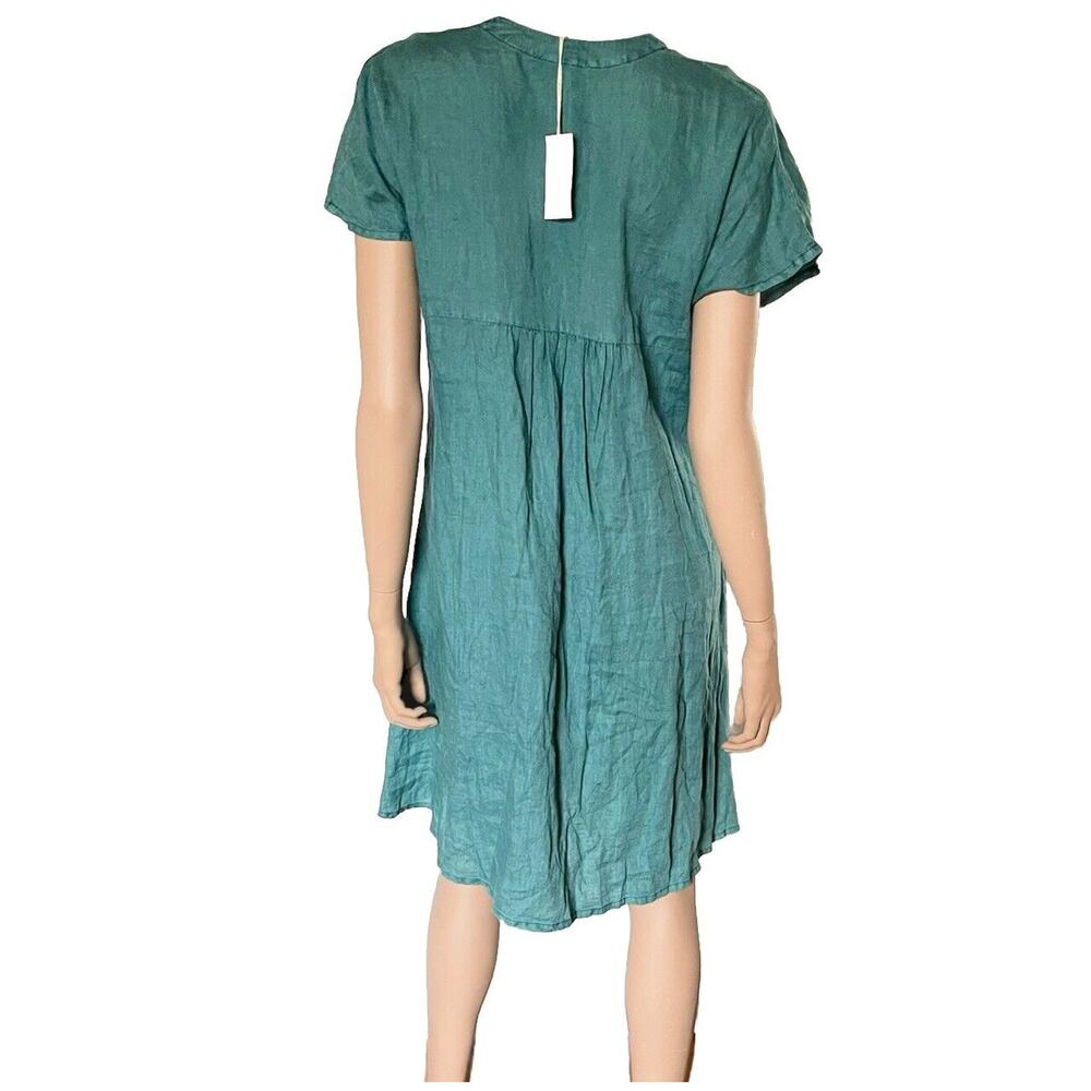 Sundance 100% Linen Teal Boho Dress Oversized Fit XS Fits Medium NWT Coastal - Picture 4 of 7